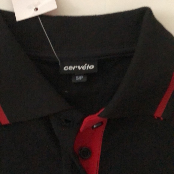 Cervelo S/P Polo Black White w Red Detail short sleeve Logo Front Back Excellent - Picture 2 of 13